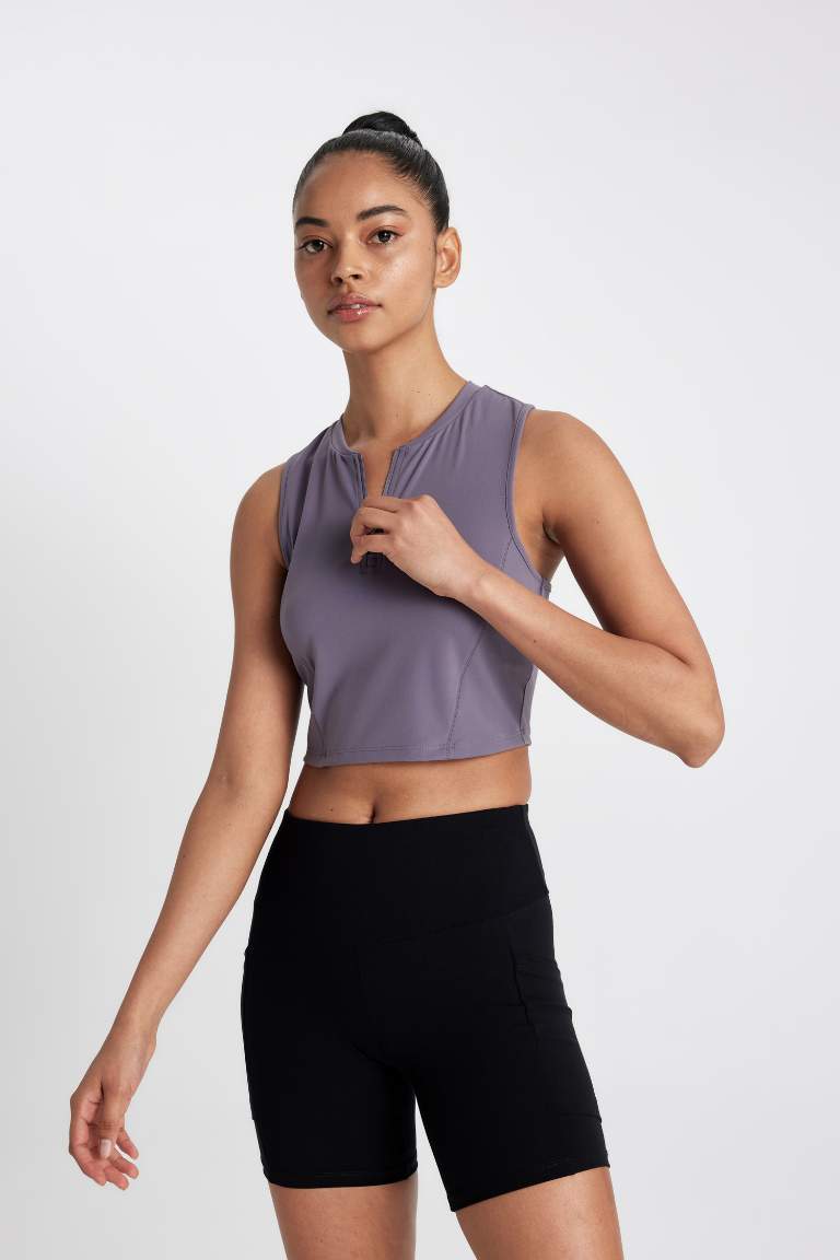 DeFactoFit Crew Neck Sports Crop Top