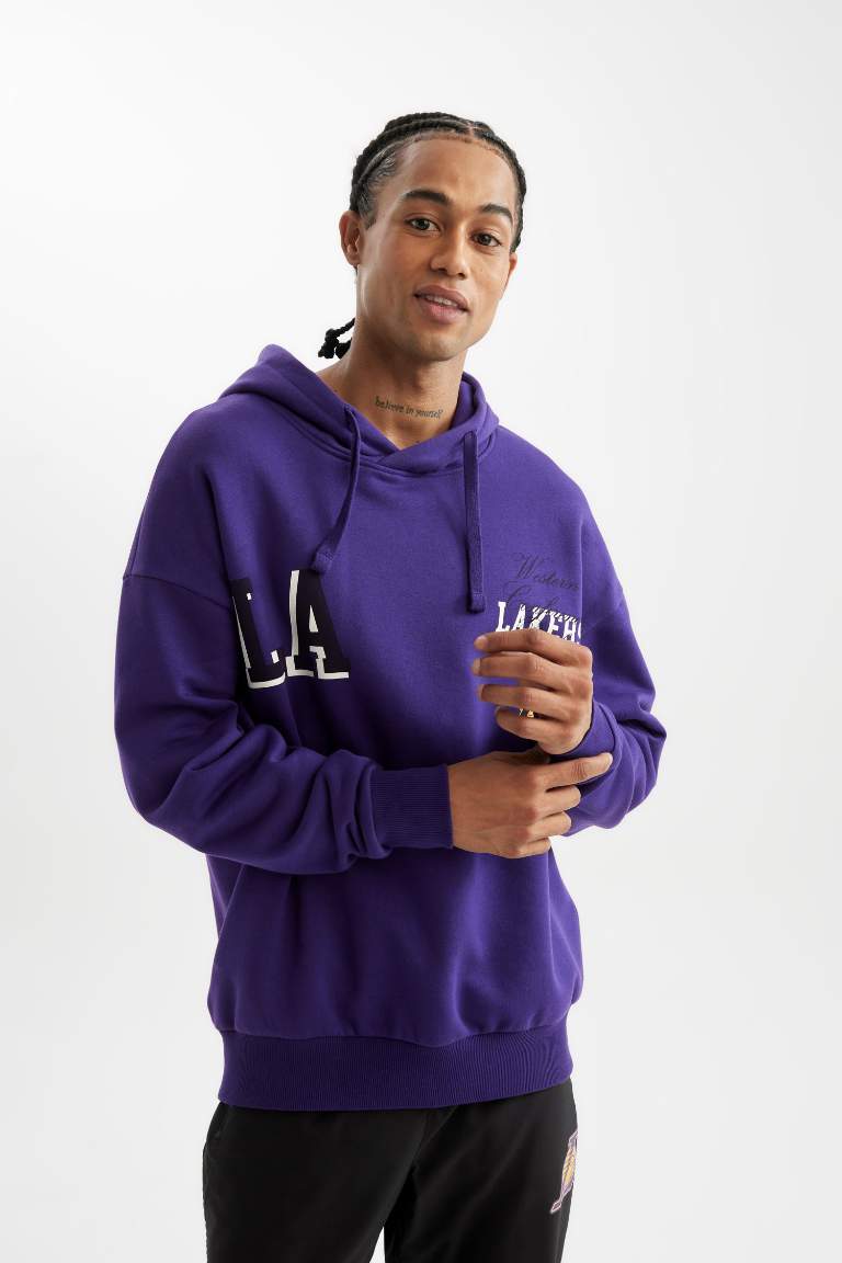 DeFactoFit NBA Los Angeles Lakers Oversize Fit Thick Sweatshirt