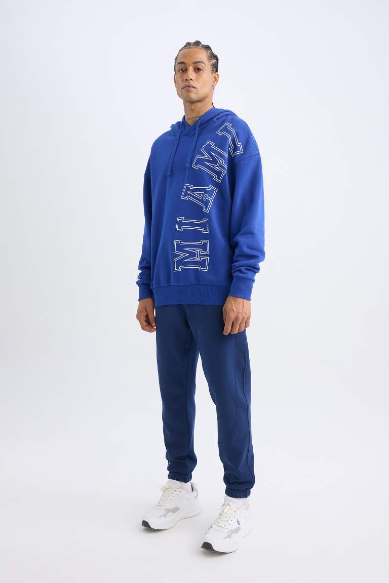 DeFactoFit NBA Miami Heat Oversize Geniş Kalıp Kapüşonlu Kalın Sweatshirt