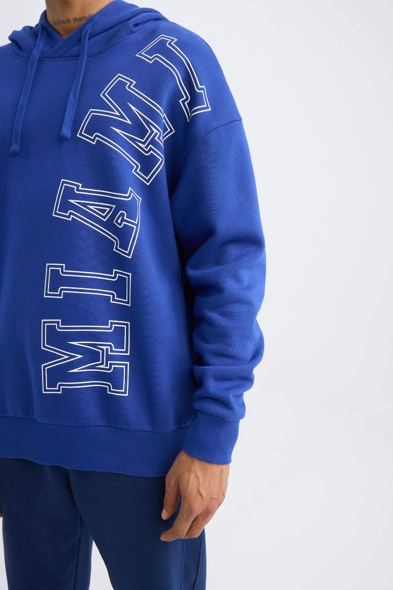 DeFactoFit NBA Miami Heat Oversize Geniş Kalıp Kapüşonlu Kalın Sweatshirt