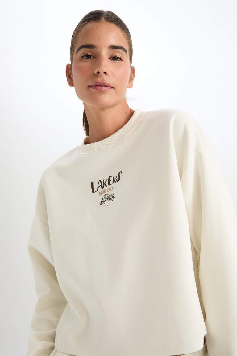DeFactoFit NBA Los Angeles Lakers Crew Neck Sweatshirt