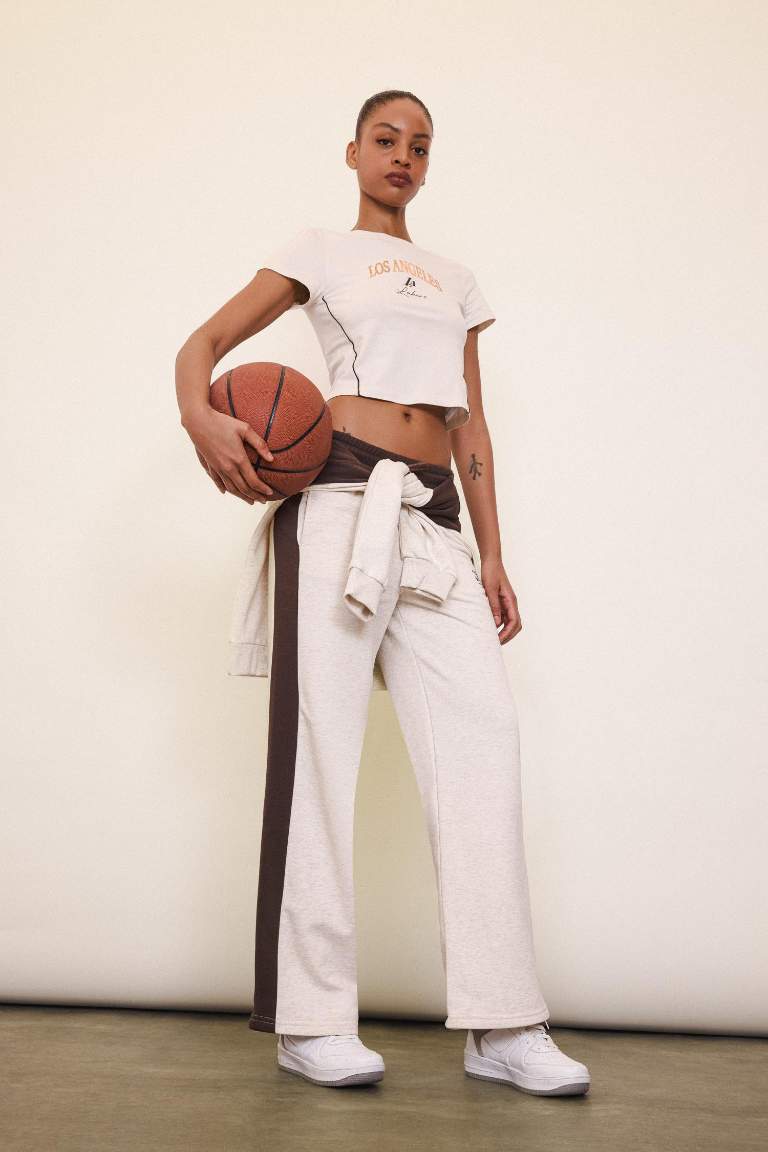 DeFactoFit NBA Wordmark Pocketed Wide Leg Thick Sweatpants