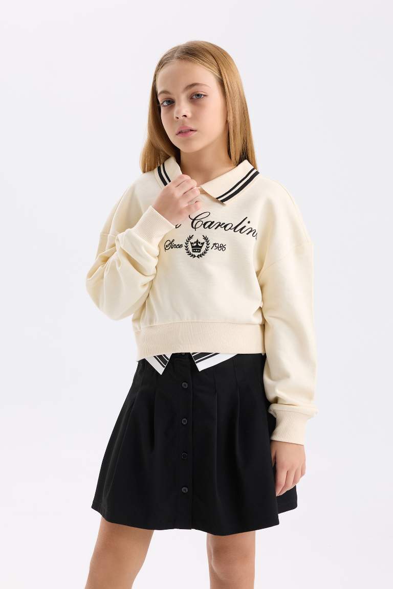 Sweat-shirt imprimé à Coupe décontractée et à Col Polo pour Fille