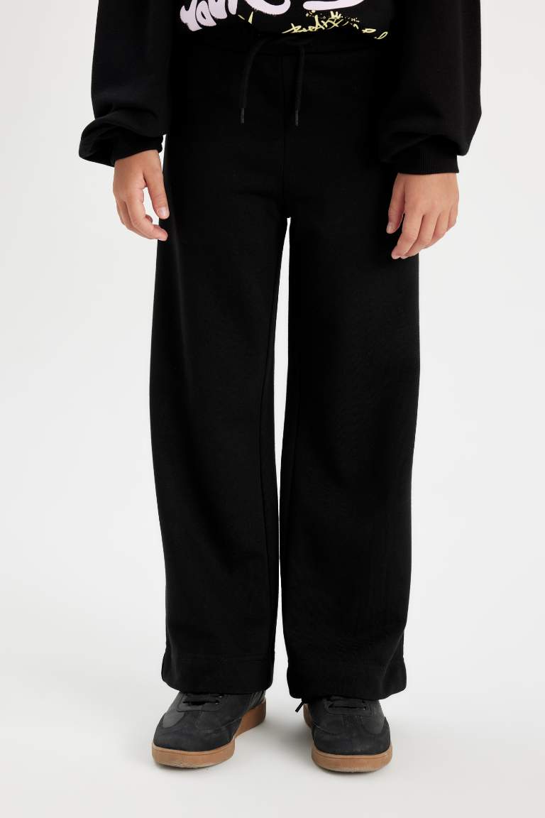 Girl Black Wide Leg Basic Sweatpants