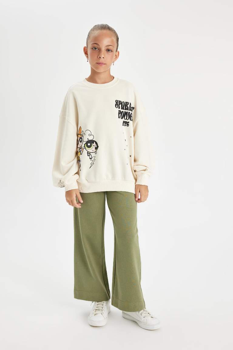 Kız Çocuk Wide Leg Geniş Bol Paça Beli Lastikli Basic Düz Eşofman Altı