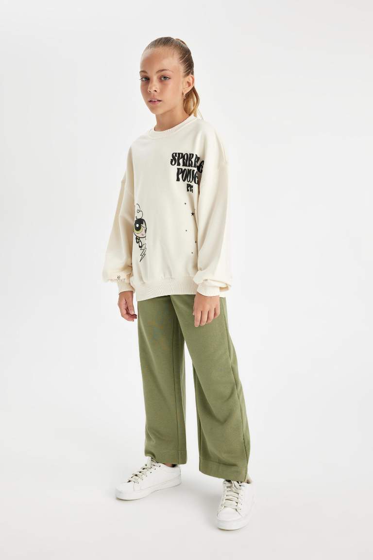 Kız Çocuk Wide Leg Geniş Bol Paça Beli Lastikli Basic Düz Eşofman Altı