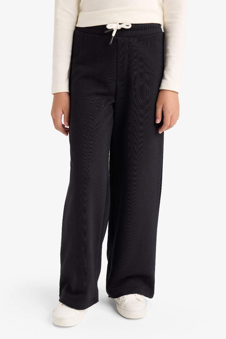 Kız Çocuk Wide Leg Beli Lastikli Geniş Paça Eşofman Altı