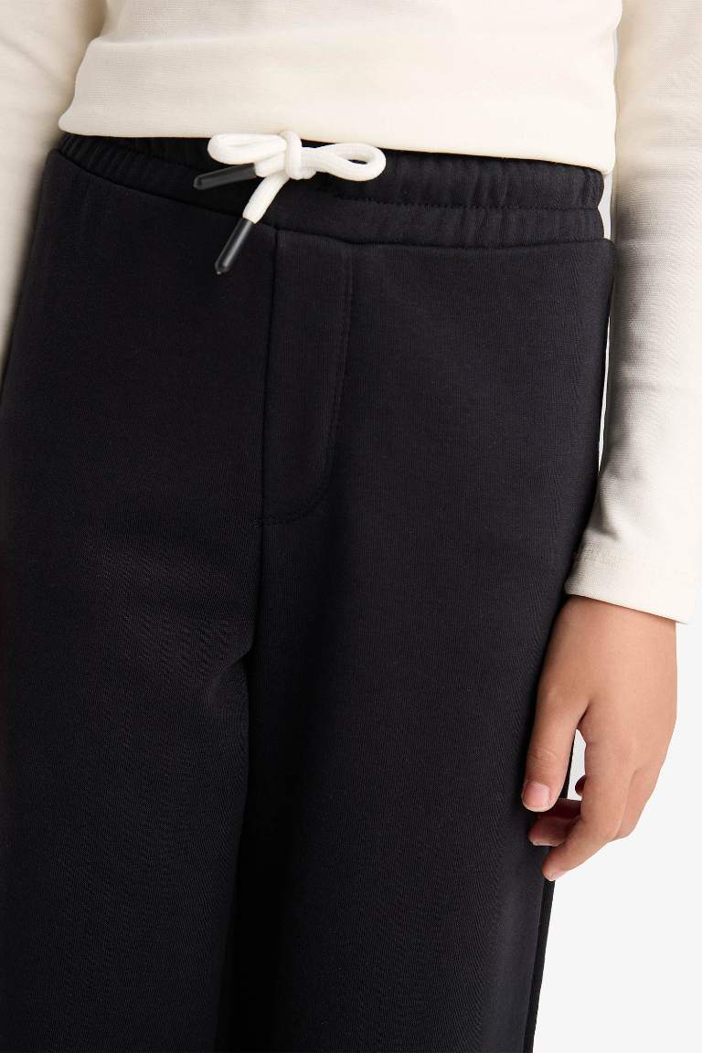 Kız Çocuk Wide Leg Beli Lastikli Geniş Paça Eşofman Altı