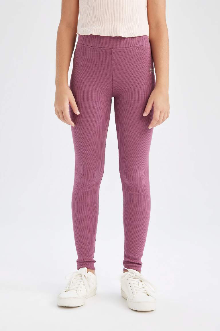 Leggings en maille côtelée avec étiquette pour fille Coupe standard