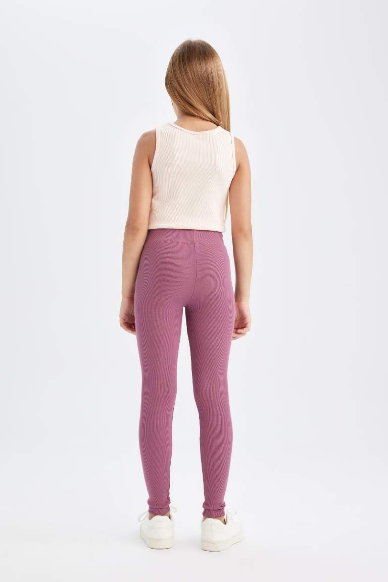 Leggings en maille côtelée avec étiquette pour fille Coupe standard