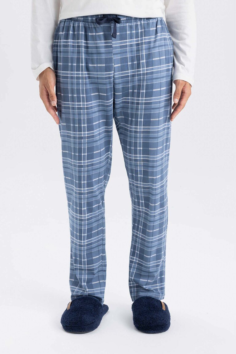 Pantalon De Pyjama Homme En Coton Léger à Carreaux – Taille élastique Avec Cordon – Poches – Confortable Et Respirant