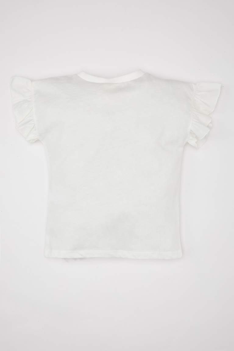 T-Shirt à Manches Courtes à Fleurs Col Rond pour BéBé Fille