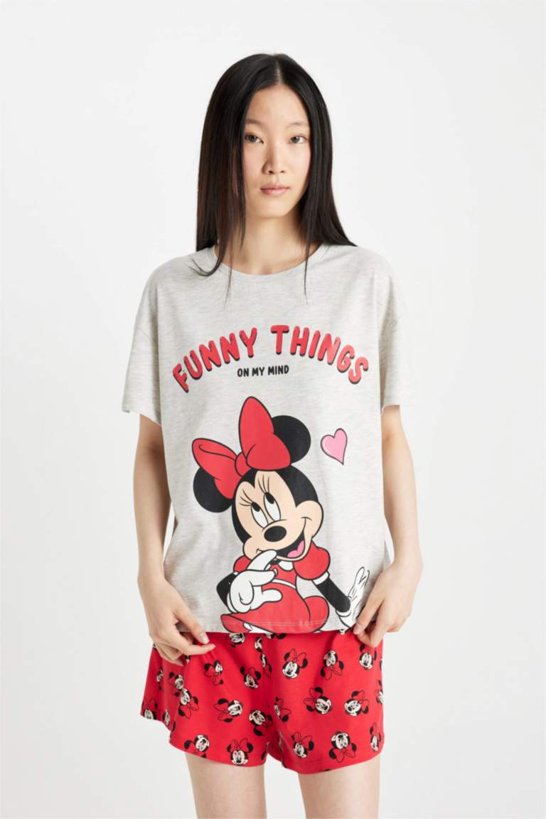 Disney Mickey & Minnie Regular Fit Kısa Kollu 2'li Takım Fall in Love