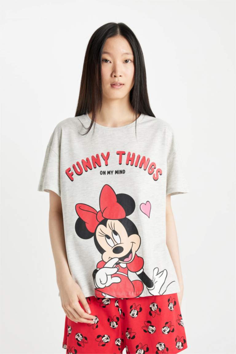 Disney Mickey & Minnie Regular Fit Kısa Kollu 2'li Takım Fall in Love