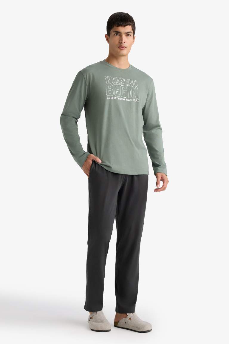 Pijama Takımı Regular Fit Baskılı Uzun Kollu Üst Uzun Alt