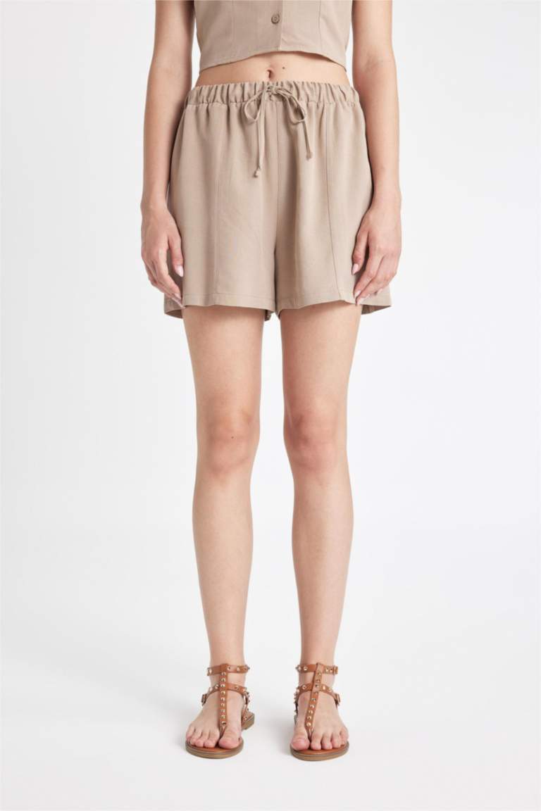 Regular Fit Normal Waist Linen Blend Shorts