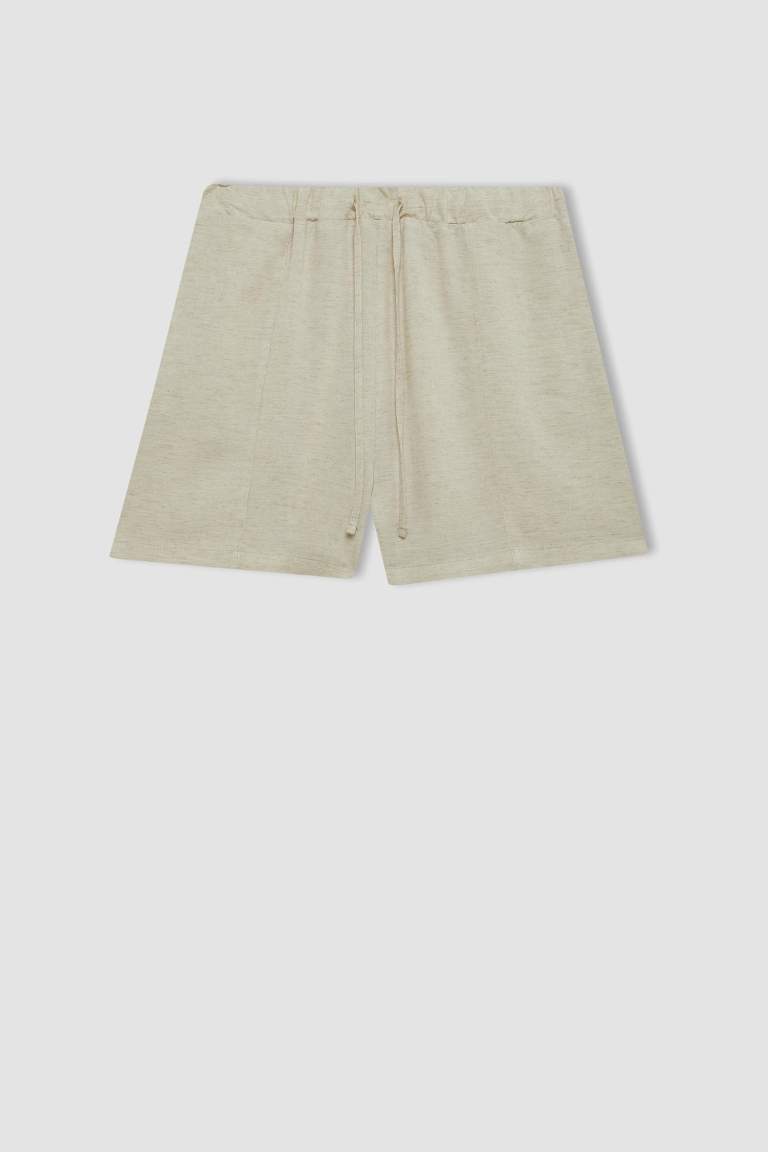 Regular Fit Normal Waist Linen Blend Shorts