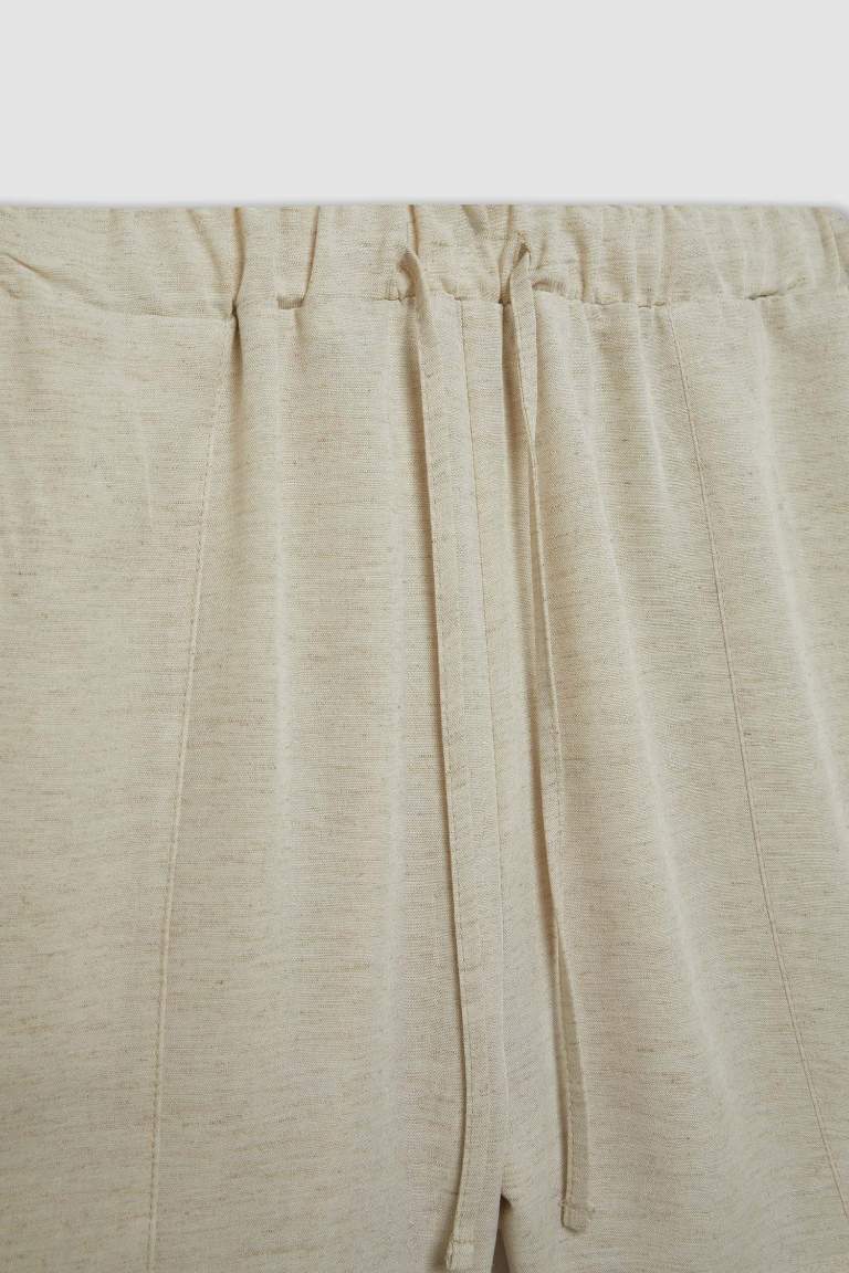 Regular Fit Normal Waist Linen Blend Shorts