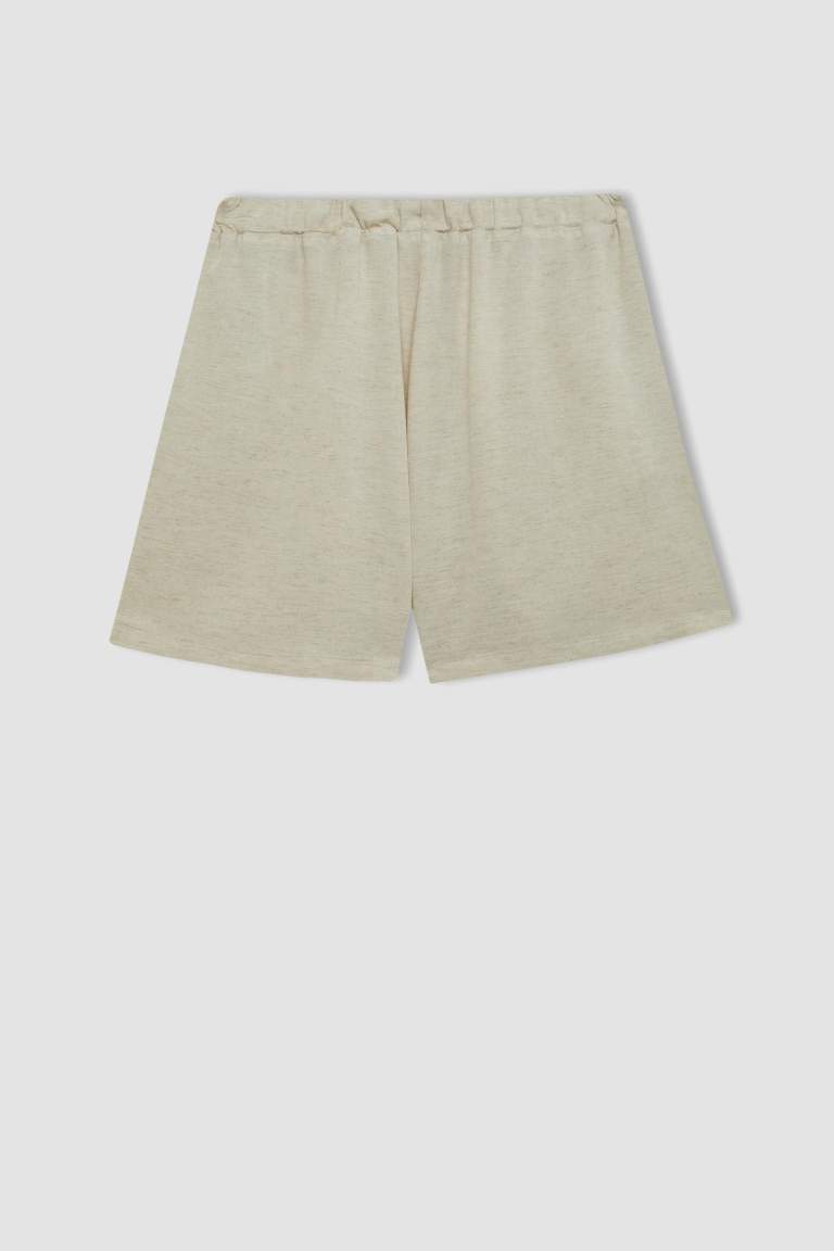 Regular Fit Normal Waist Linen Blend Shorts