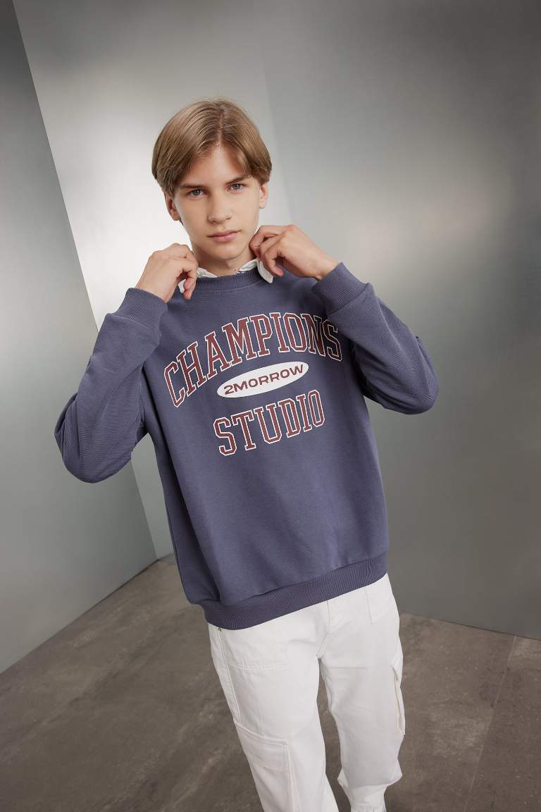 Boy Oversize Fit Printed School Sweatshirt