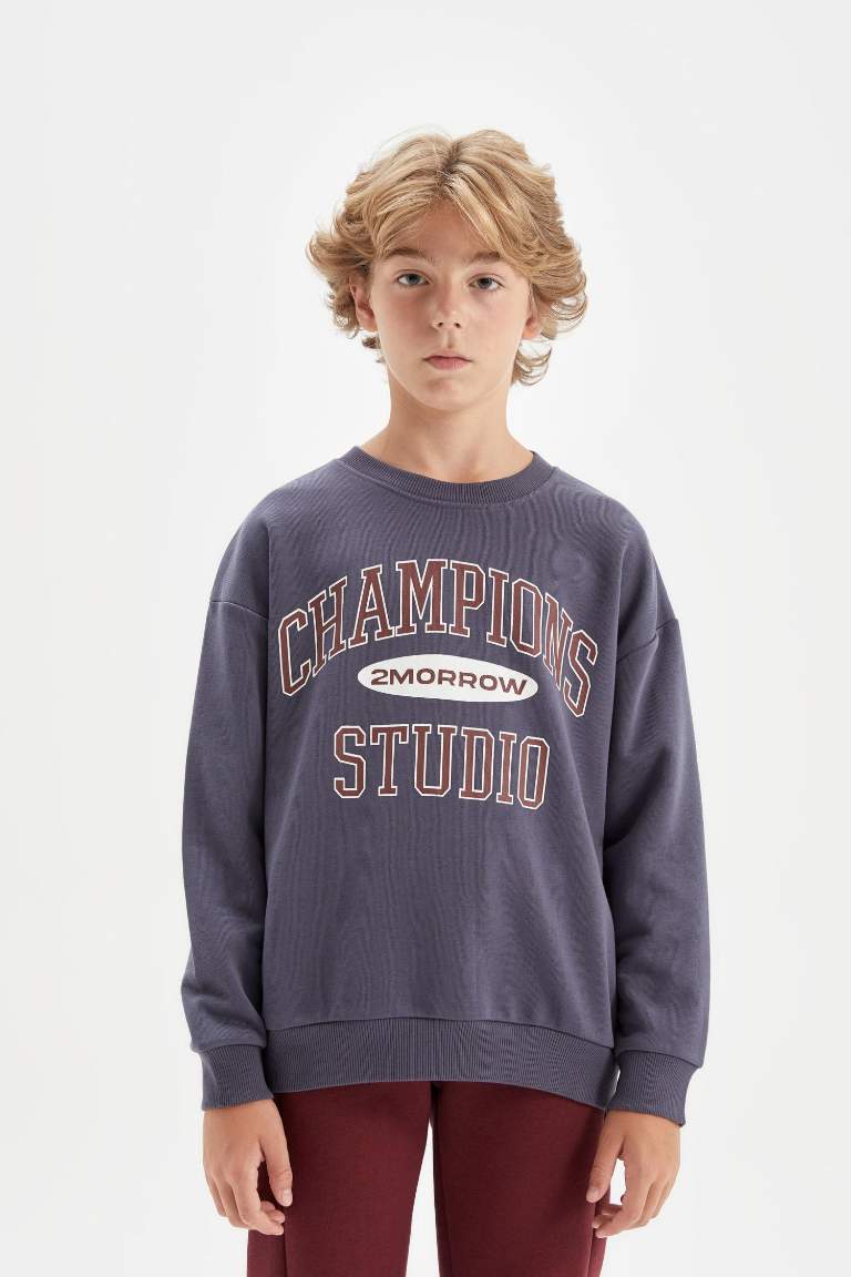 Boy Oversize Fit Printed School Sweatshirt