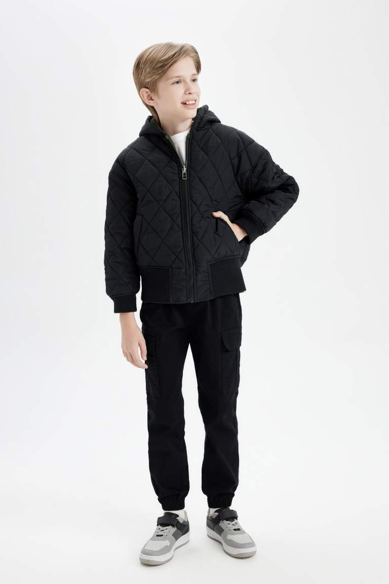 Boy Hooded Two Sided Puffer Jacket