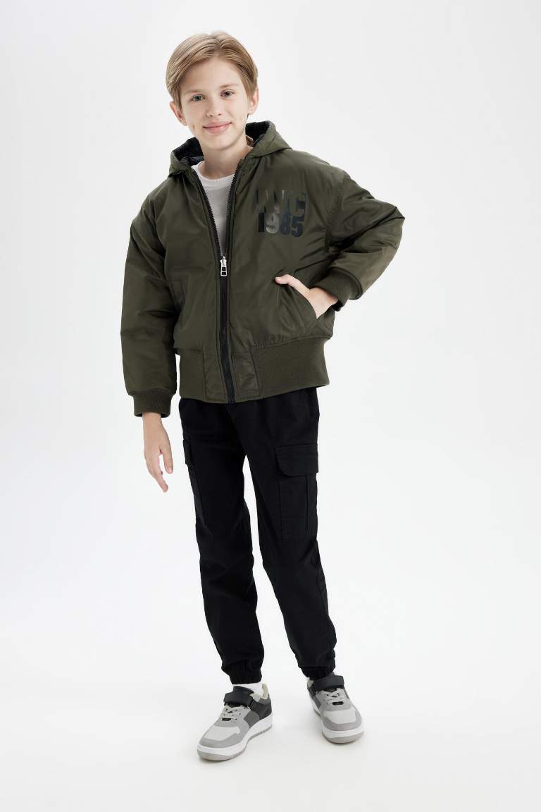 Boy Hooded Two Sided Puffer Jacket