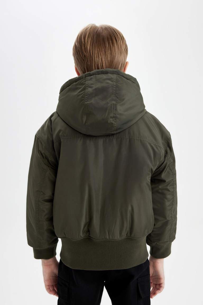 Boy Hooded Two Sided Puffer Jacket