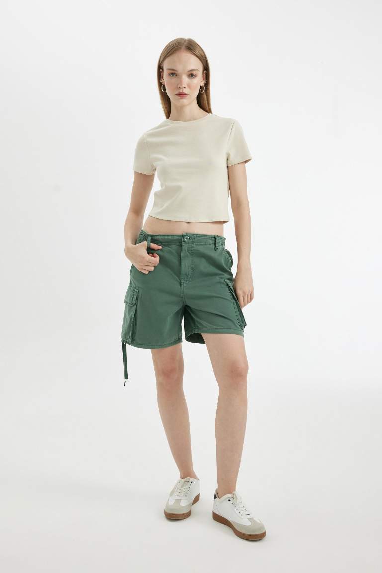 Regular Fit Regular Waist Gabardine Shorts