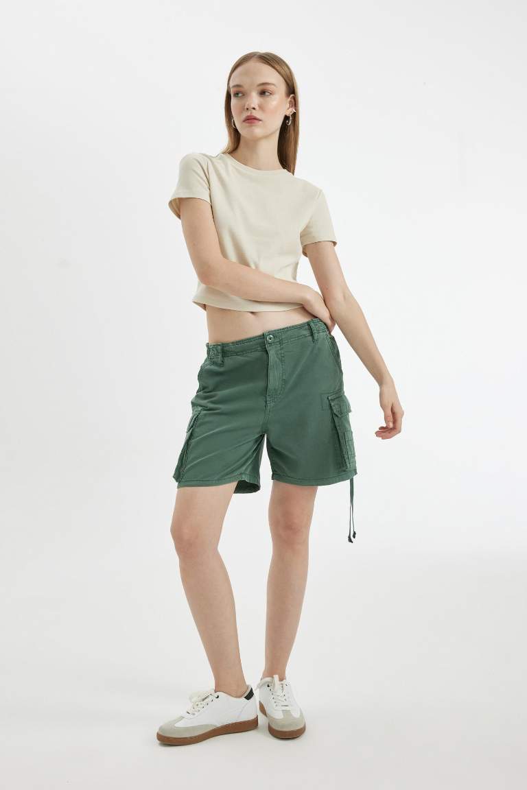 Regular Fit Regular Waist Gabardine Shorts