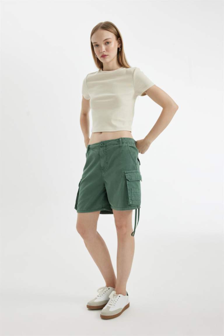 Regular Fit Regular Waist Gabardine Shorts