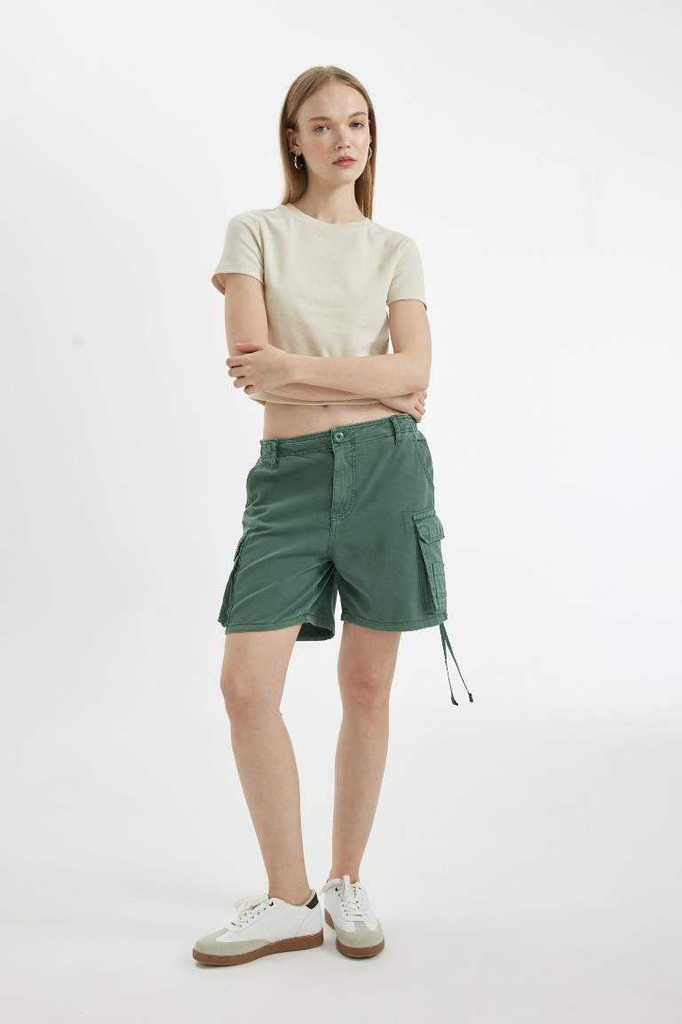 Regular Fit Regular Waist Gabardine Shorts