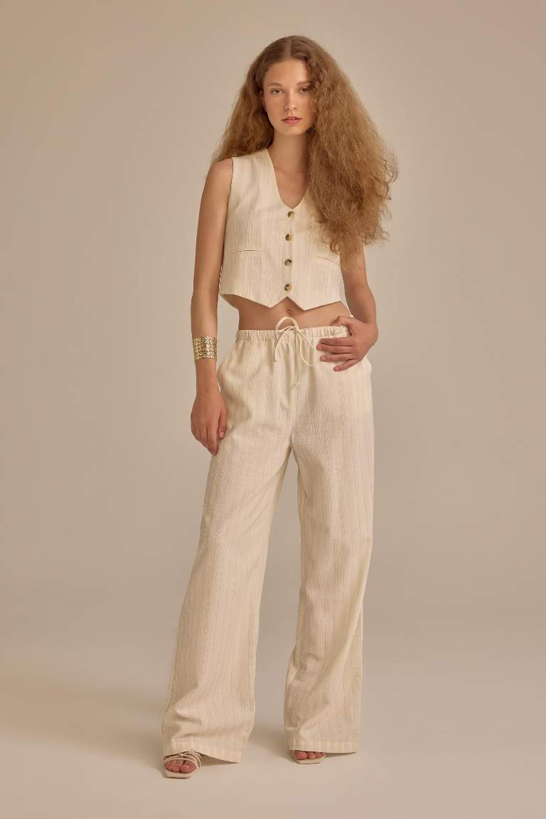 Wide Leg Normal Waist Standard Linen Blend Trousers