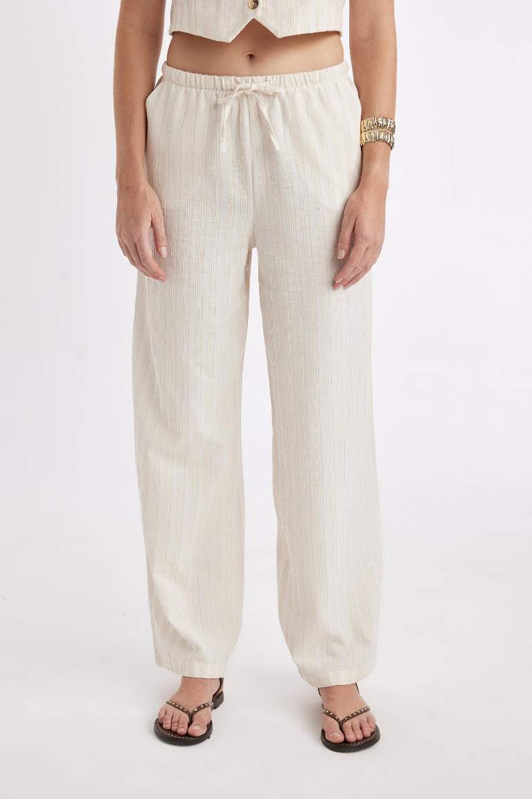 Wide Leg Normal Waist Standard Linen Blend Trousers