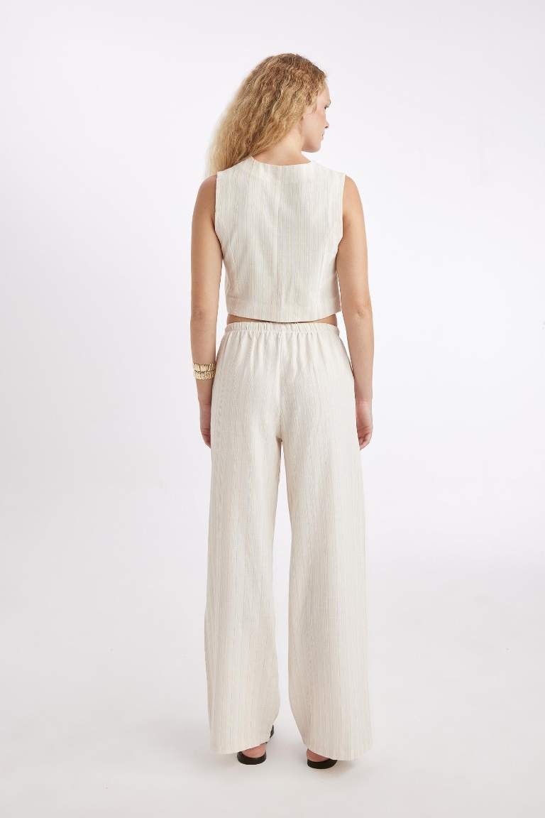 Wide Leg Normal Waist Standard Linen Blend Trousers