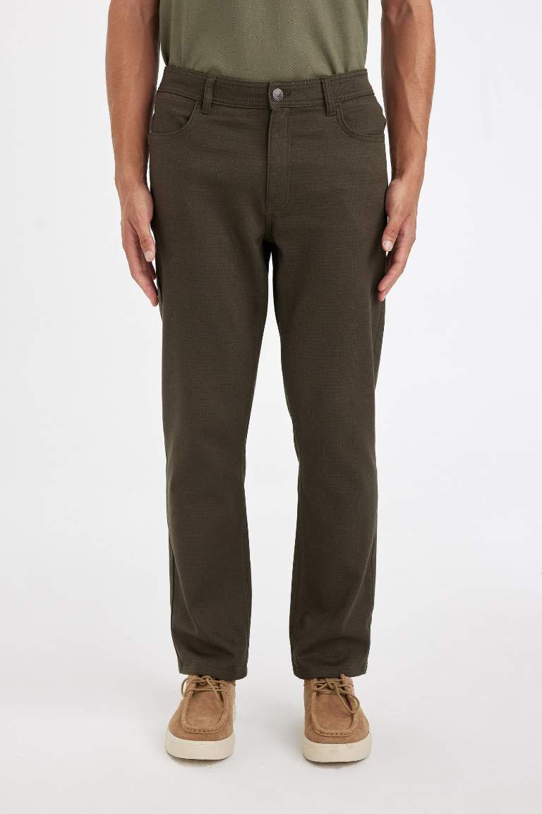 Regular Fit Normal Kesim Pantolon Düz Paça Cepli Basic Düz