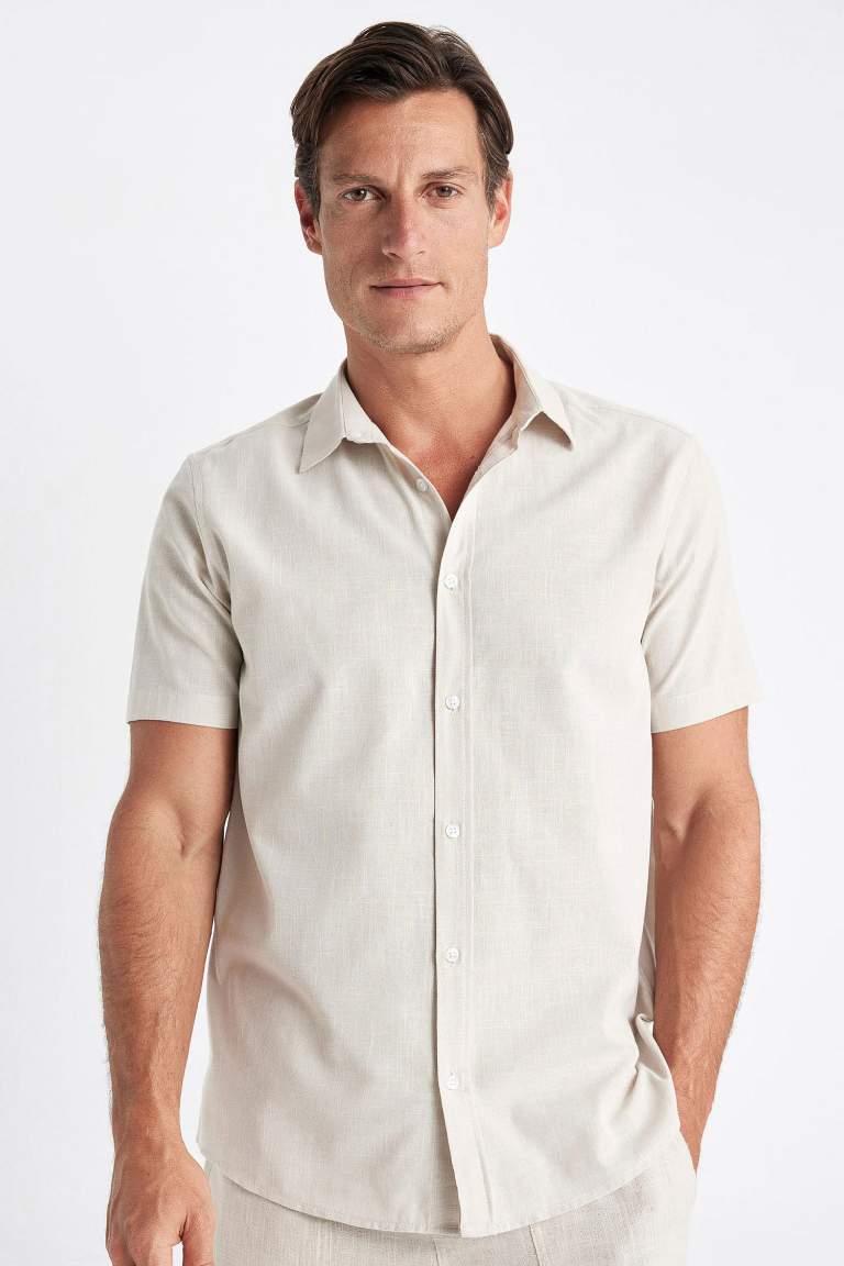 Regular Fit Polo Collar Cotton Short Sleeve Shirt