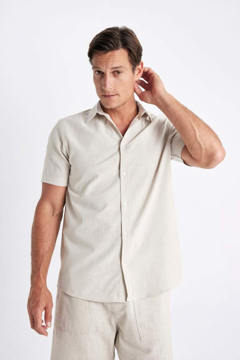 Regular Fit Polo Collar Cotton Short Sleeve Shirt