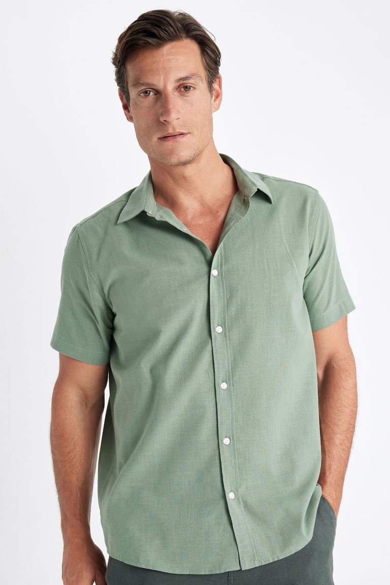 Regular Fit Polo Collar Cotton Short Sleeve Shirt