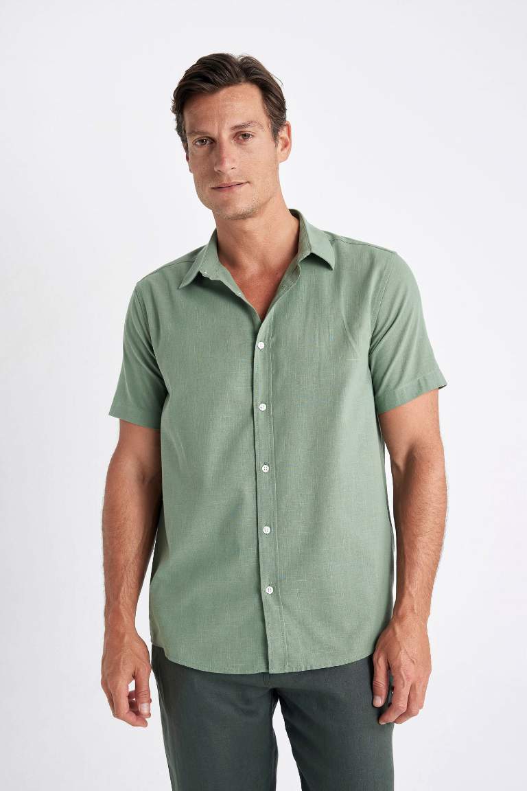 Regular Fit Polo Collar Cotton Short Sleeve Shirt