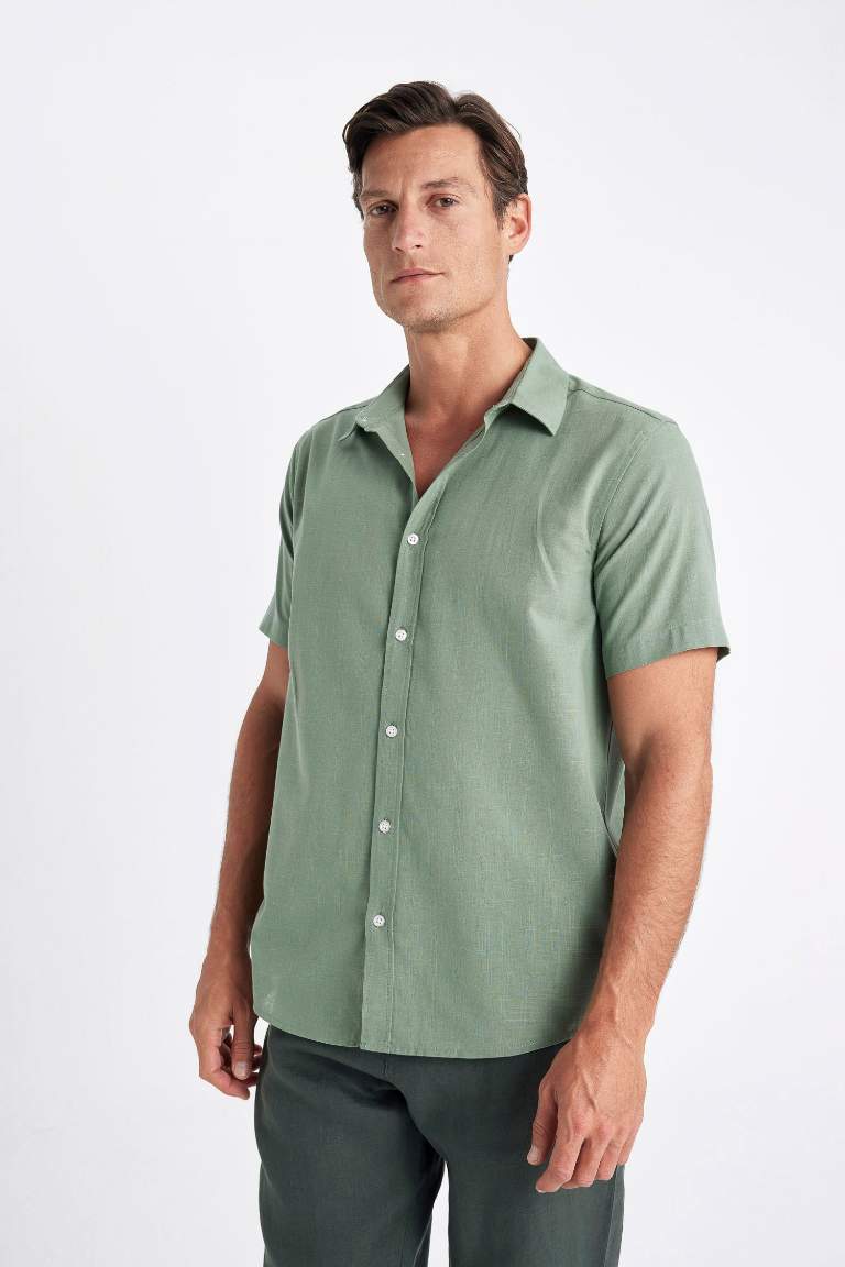 Regular Fit Polo Collar Cotton Short Sleeve Shirt