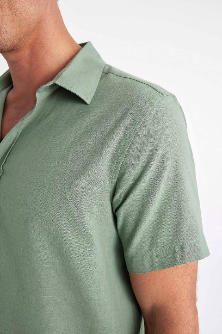 Regular Fit Polo Collar Cotton Short Sleeve Shirt