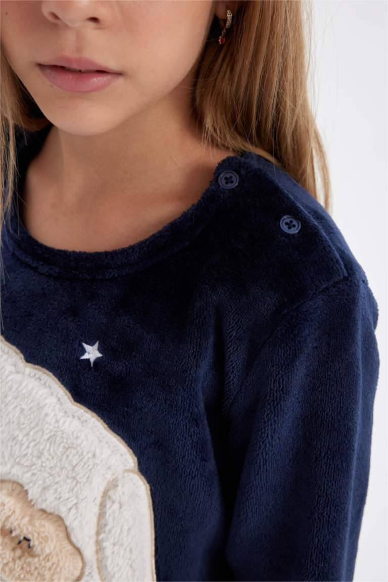 Girl Regular Fit Long Sleeve Plush 2 Piece Pajama Set