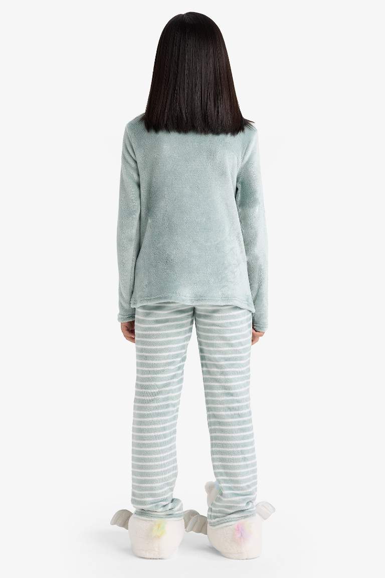 Kız Çocuk Pijama Takımı Polar Uzun Kollu Üst Uzun Alt
