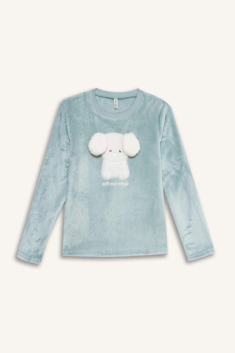 Kız Çocuk Pijama Takımı Polar Uzun Kollu Üst Uzun Alt