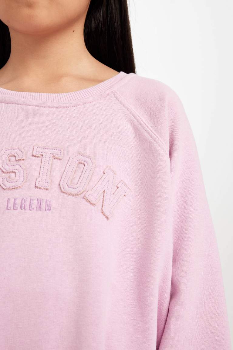 Girl Oversize Fit Slogan Printed Sweatshirt