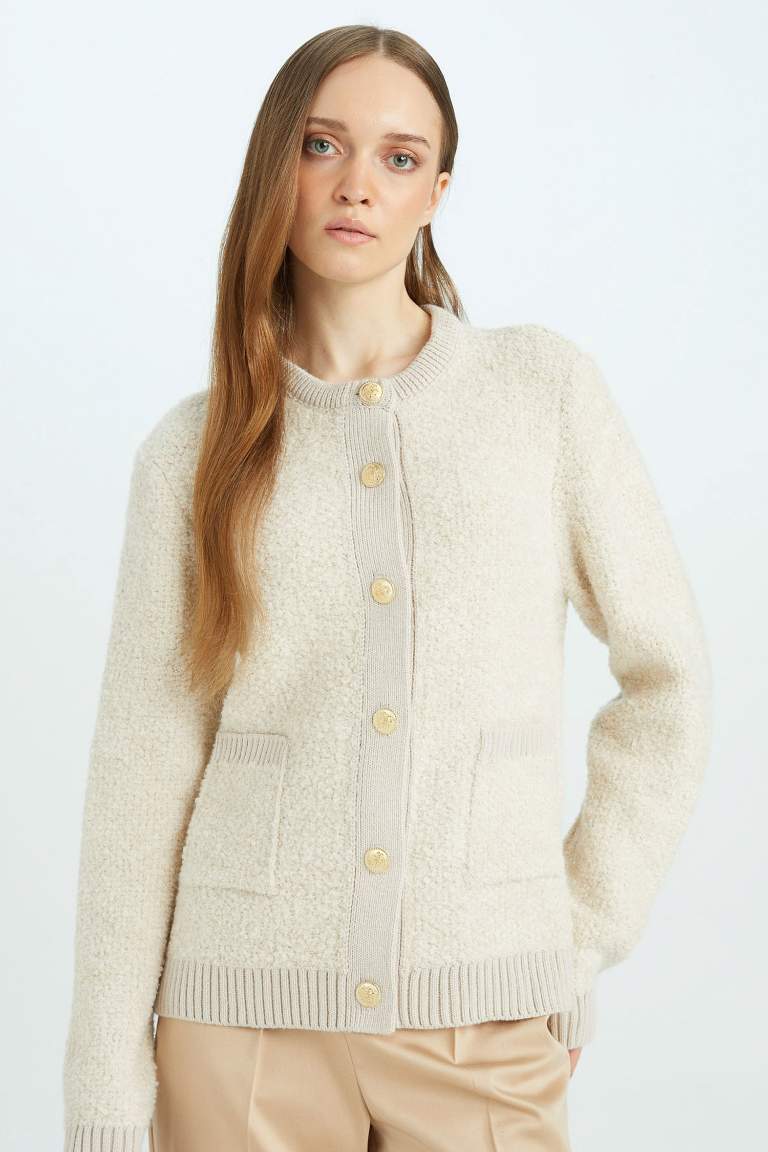 Regular Fit Basic Button Closure Knitwear Cardigan