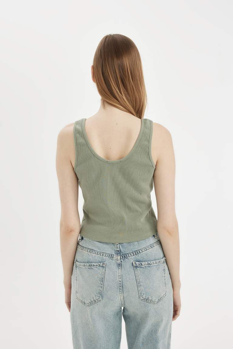 Fitted U-Neck Ribbed Camisole Tank Top