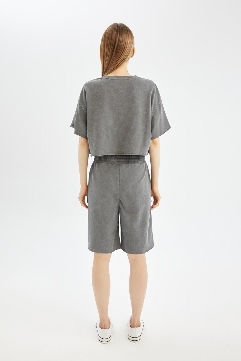 thumbnail image 2 of Superdry Men's Ice Marl Toucan Shorts – Grey, All Over Embroidered Birds, Elastic Waist 2 of 5