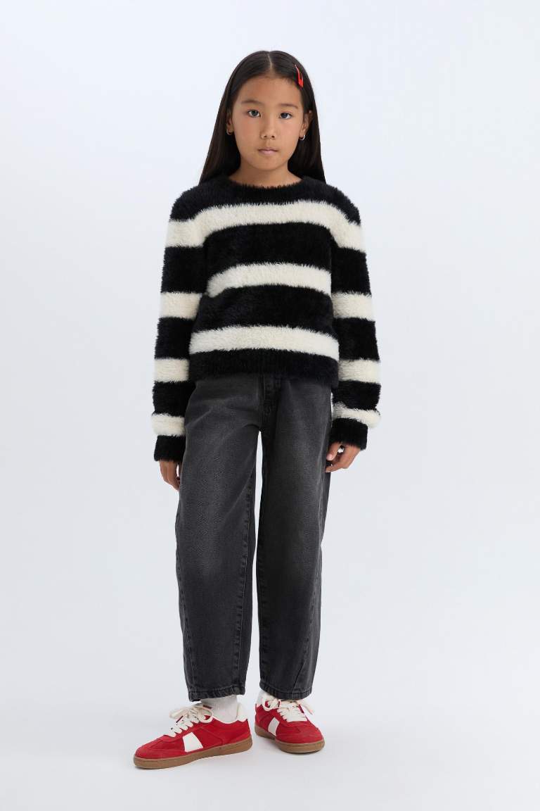 Girl Crew Neck Striped Pullover